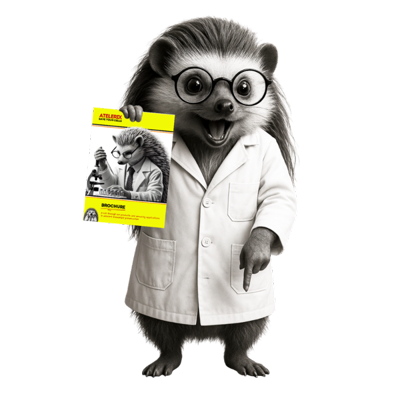 Hedgehog with brochure Hedgehog with brochure